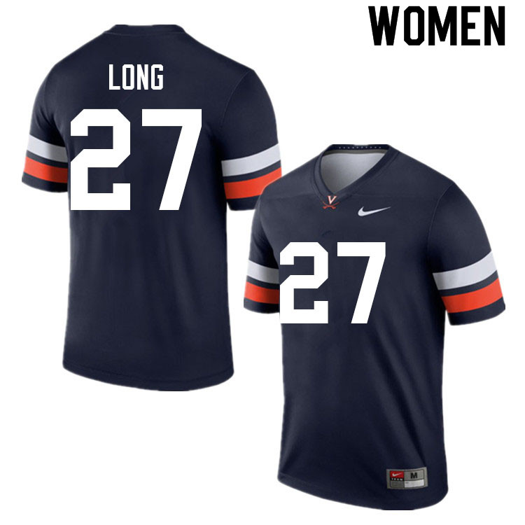 Women #27 Langston Long Virginia Cavaliers College Football Jerseys Sale-Navy - Click Image to Close
